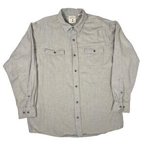 Bass Pro Shop (XL) Red Head Brand Solid Flannel Long-Sleeve Shirt Beige-Khaki